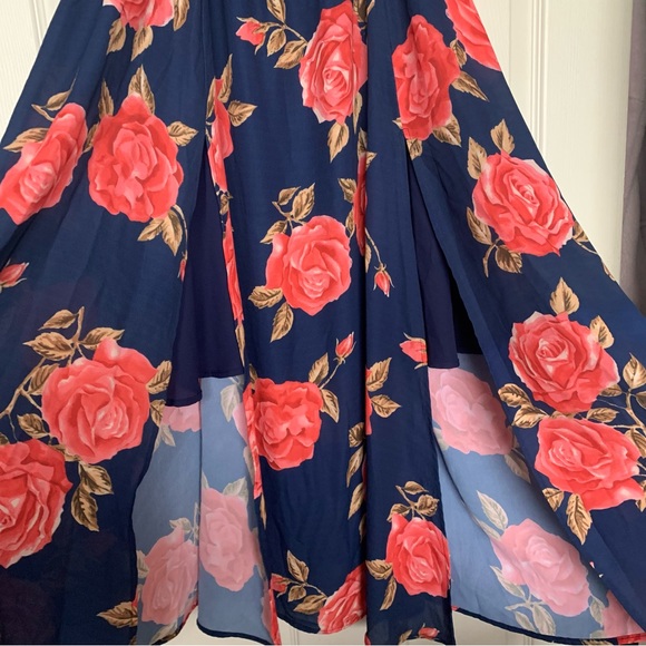 JUNE & HUDSON | Navy Rose Midi Dress Sz L - Picture 7 of 7